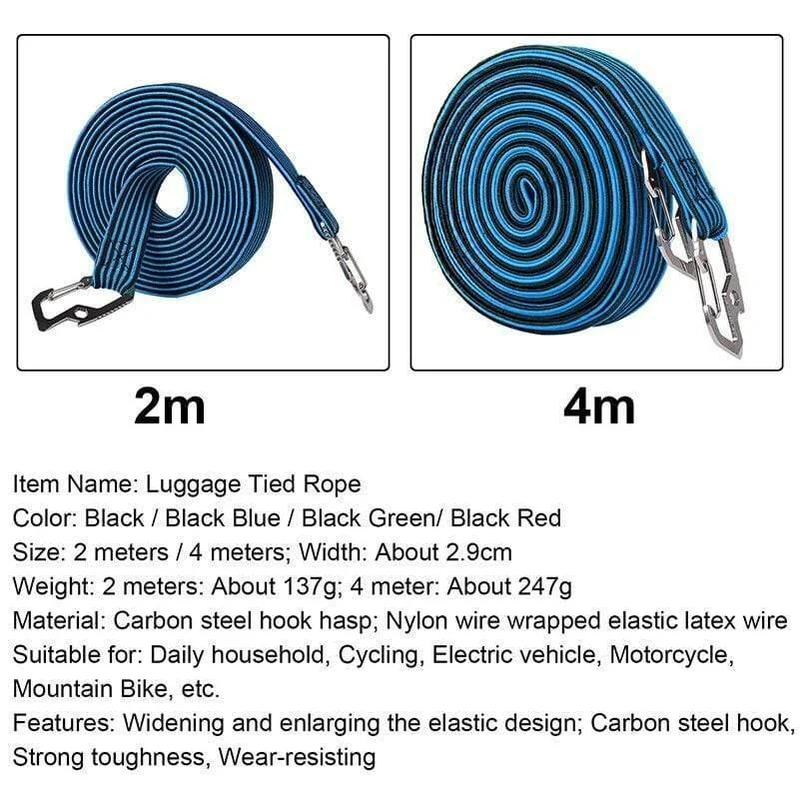 2M / 4M Radfahren Zugseil Kohlenstoffstahl Haken Fahrrad Gepäckträger Stretch Elastic Cord Dachträger Gurt Fixed Belt