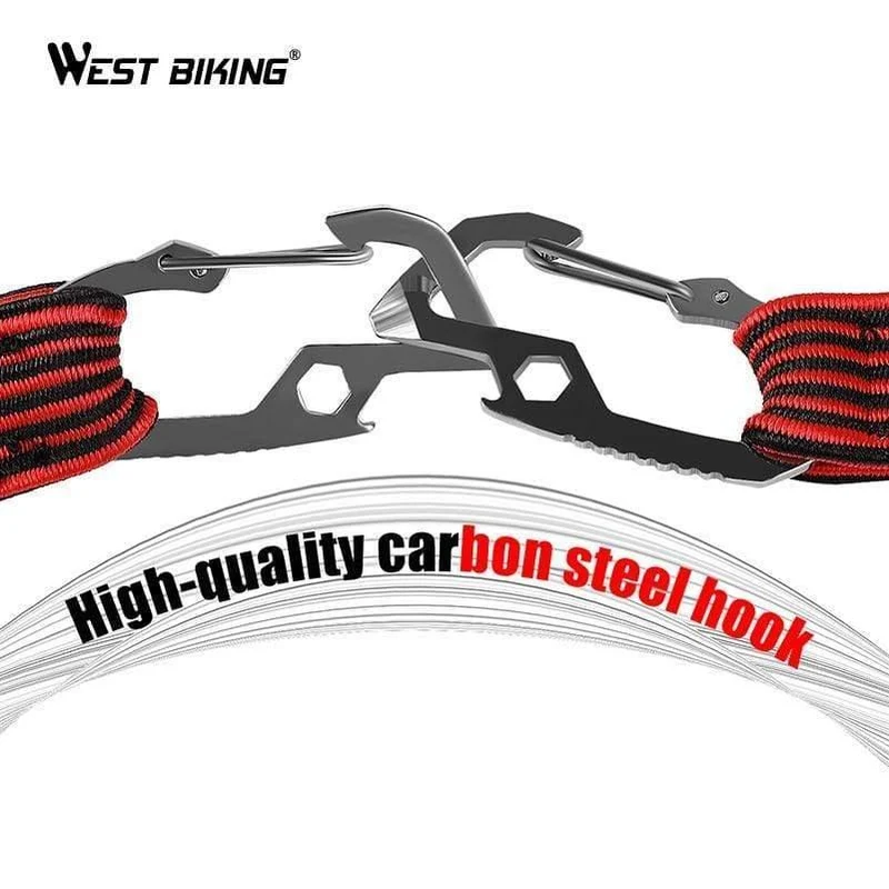 2M / 4M Radfahren Zugseil Kohlenstoffstahl Haken Fahrrad Gepäckträger Stretch Elastic Cord Dachträger Gurt Fixed Belt