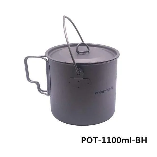 1100ml 1950ml Ultraleicht Outdoor Camping Titan Topf & Pfanne Kochtopf Bratpfanne Titan Kochgeschirr Sets Topf