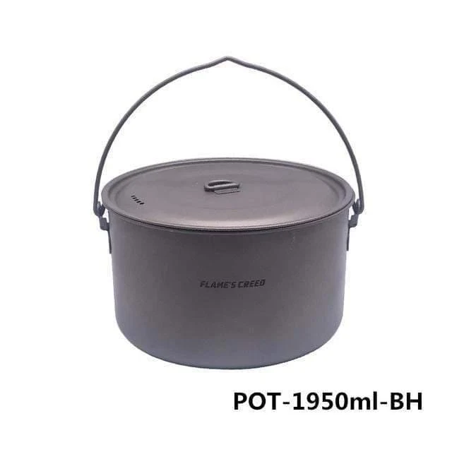 1100ml 1950ml Ultraleicht Outdoor Camping Titan Topf & Pfanne Kochtopf Bratpfanne Titan Kochgeschirr Sets Topf