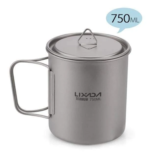 Outdoor Titan Tasse Becher Töpfe Geschirr Camping Tasse Picknick Wasser Tasse Kaffee Tee mit Deckel 300 / 350 / 420 / 550 / 650 / 750ml