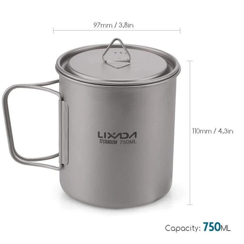 Outdoor Titan Tasse Becher Töpfe Geschirr Camping Tasse Picknick Wasser Tasse Kaffee Tee mit Deckel 300 / 350 / 420 / 550 / 650 / 750ml