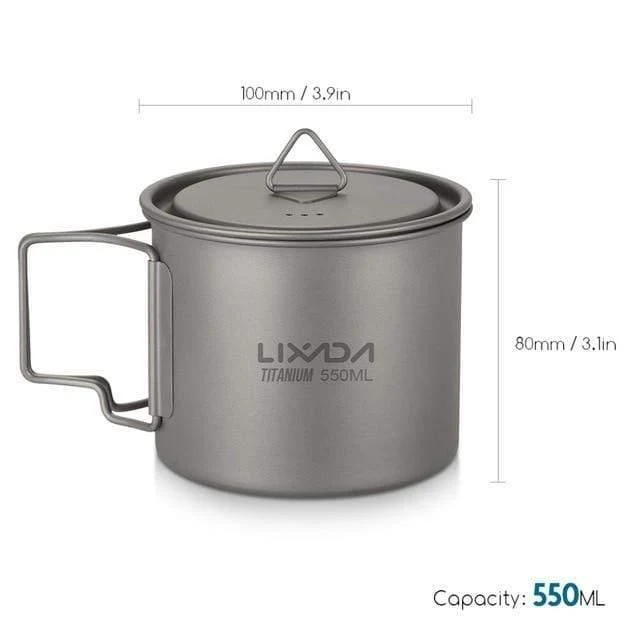 Outdoor Titan Tasse Becher Töpfe Geschirr Camping Tasse Picknick Wasser Tasse Kaffee Tee mit Deckel 300 / 350 / 420 / 550 / 650 / 750ml