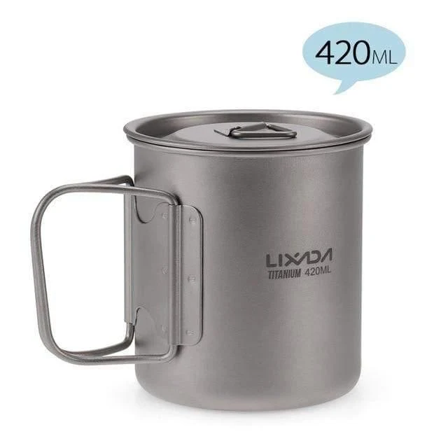 Outdoor Titan Tasse Becher Töpfe Geschirr Camping Tasse Picknick Wasser Tasse Kaffee Tee mit Deckel 300 / 350 / 420 / 550 / 650 / 750ml