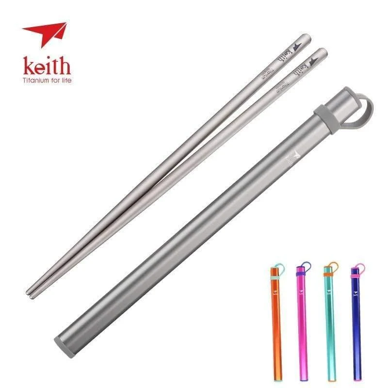 Outdoor Titan Runde Quadrat Essstäbchen Mit Aluminium Rohr Abdeckung Camping Picknick Reise Kinder Geschirr Besteck Ti5822