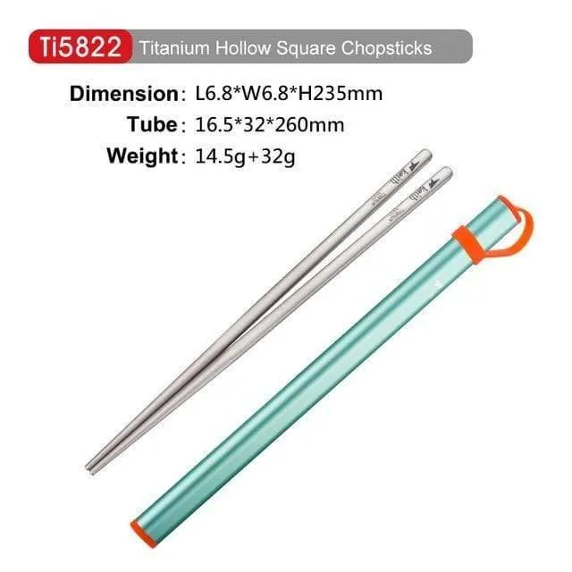 Outdoor Titan Runde Quadrat Essstäbchen Mit Aluminium Rohr Abdeckung Camping Picknick Reise Kinder Geschirr Besteck Ti5822
