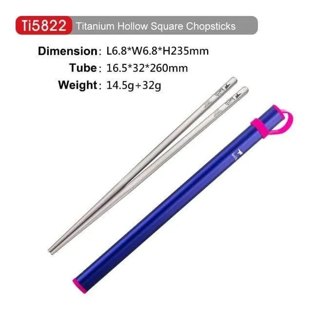 Outdoor Titan Runde Quadrat Essstäbchen Mit Aluminium Rohr Abdeckung Camping Picknick Reise Kinder Geschirr Besteck Ti5822