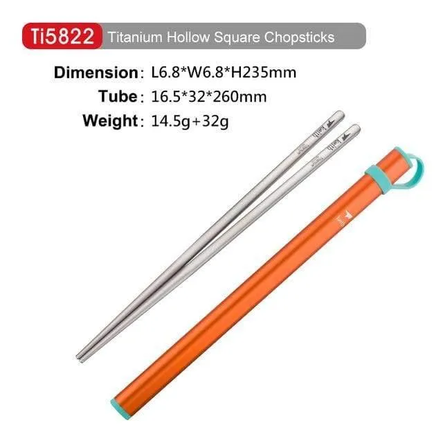 Outdoor Titan Runde Quadrat Essstäbchen Mit Aluminium Rohr Abdeckung Camping Picknick Reise Kinder Geschirr Besteck Ti5822