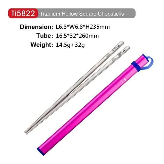 Outdoor Titan Runde Quadrat Essstäbchen Mit Aluminium Rohr Abdeckung Camping Picknick Reise Kinder Geschirr Besteck Ti5822
