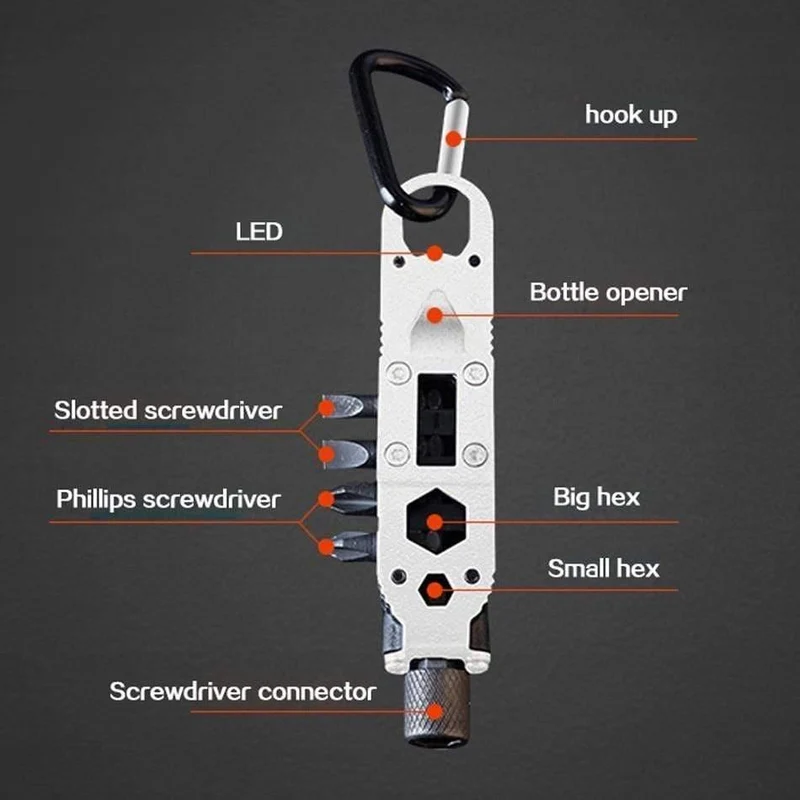 Mini-Multifunktions-Schlüsselbund EDC Outdoor Camping Portable Edelstahl Pocket Tools für Wilderness Survival