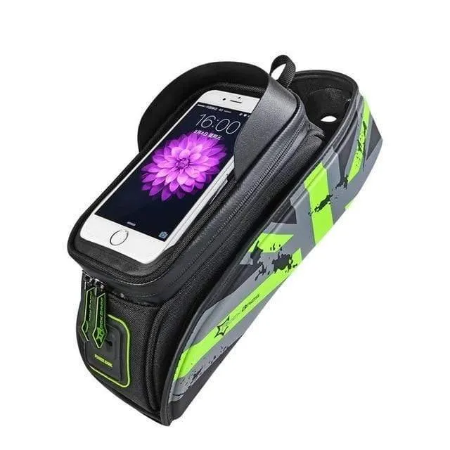 Fahrrad-Oberrohrtasche vorne, Fahrradrahmen-Sattelpaket für Mobiltelefon, wasserdicht, Touchscreen, Fahrradzubehör