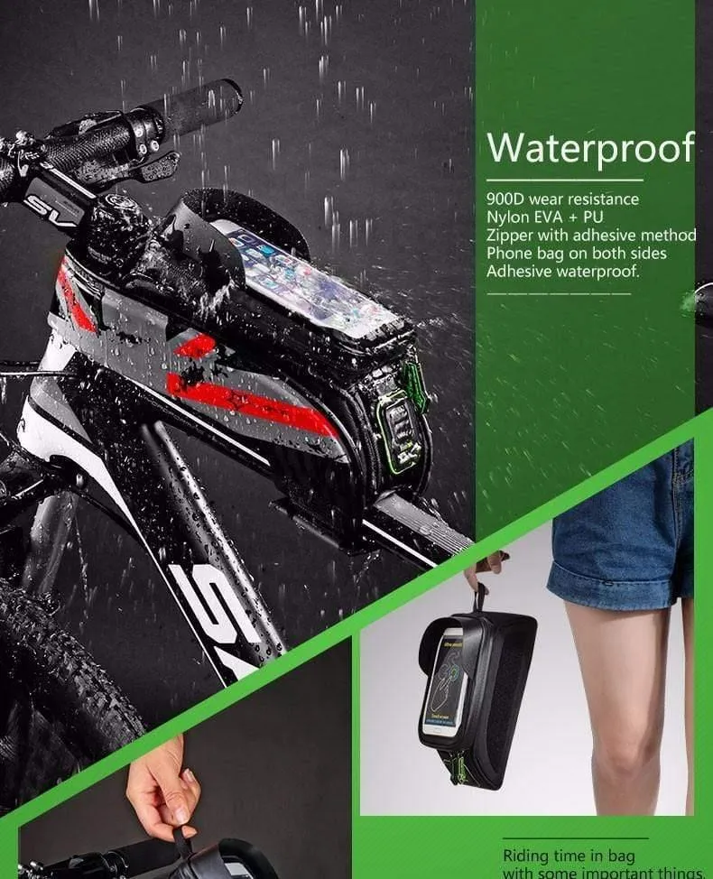 Fahrrad-Oberrohrtasche vorne, Fahrradrahmen-Sattelpaket für Mobiltelefon, wasserdicht, Touchscreen, Fahrradzubehör