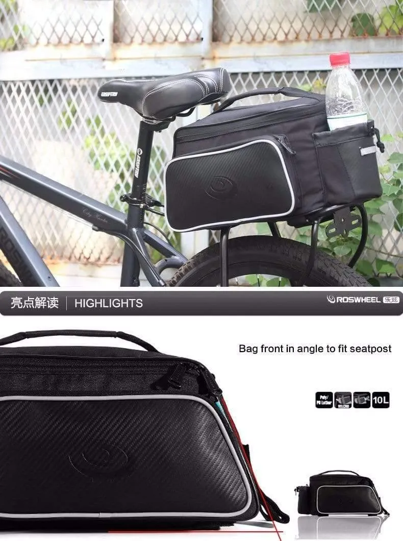 10L Roswheel Fahrradtasche Gepäckträgertasche Hinten Reißfeste schwarze Sitztasche Fahrradtasche Griff Tasche