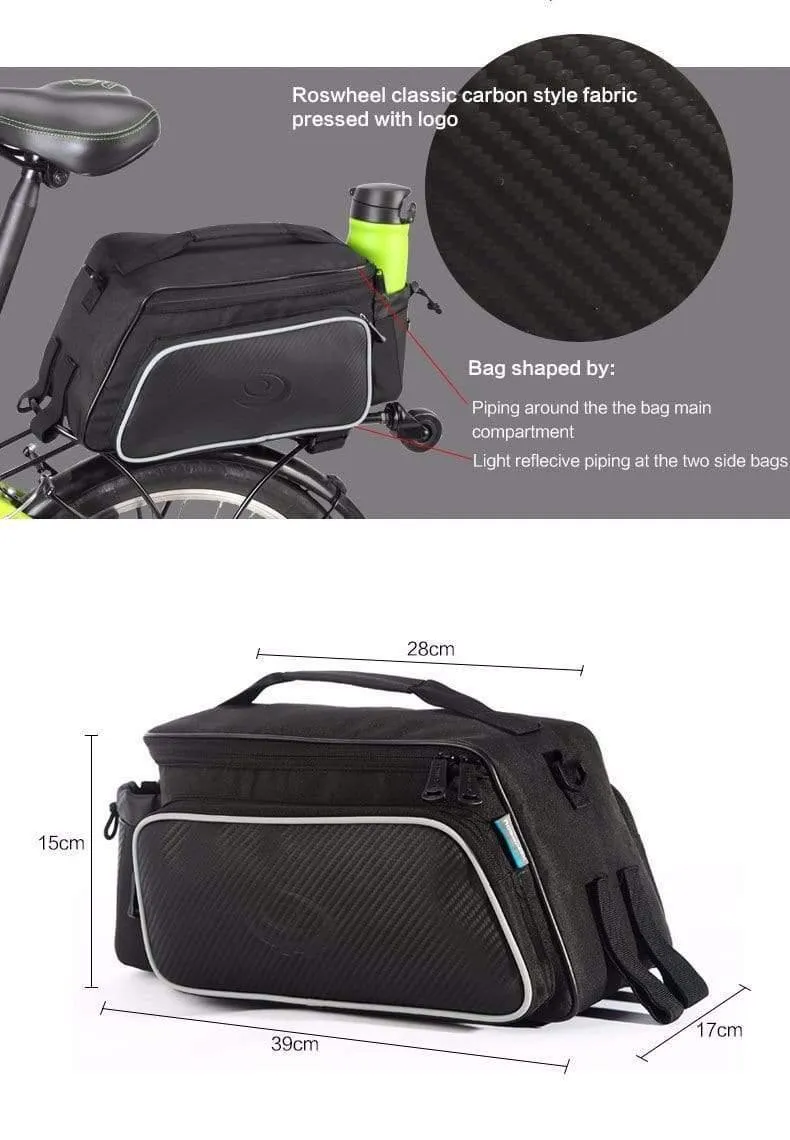 10L Roswheel Fahrradtasche Gepäckträgertasche Hinten Reißfeste schwarze Sitztasche Fahrradtasche Griff Tasche