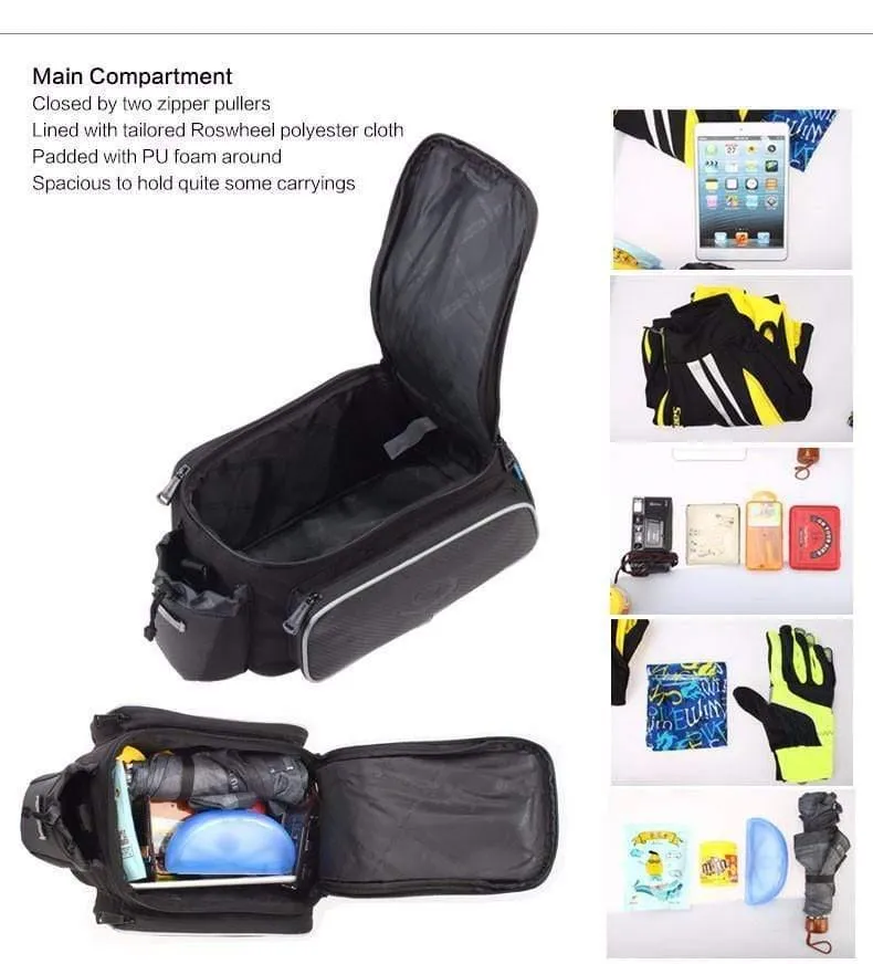 10L Roswheel Fahrradtasche Gepäckträgertasche Hinten Reißfeste schwarze Sitztasche Fahrradtasche Griff Tasche