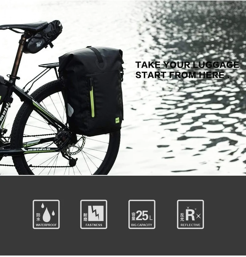 25L Fahrradtaschen MTB Fahrrad Gepäckträgertasche Voll wasserdicht Multifunktions-Rennrad-Gepäckträgertasche Rücksitz-Kofferraumtasche