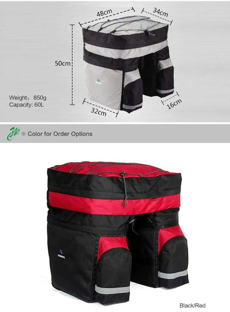 Fahrradträgertasche 60L Gepäckträger Kofferraum Fahrradgepäck Rücksitztasche Zwei Taschen Outdoor Fahrradsattel Aufbewahrung 14590