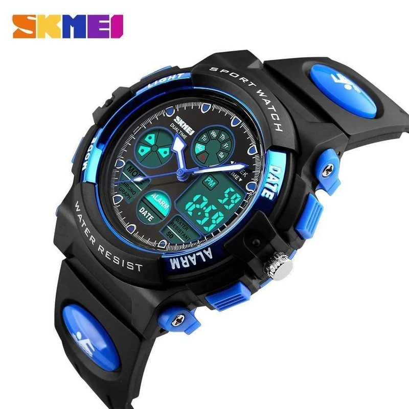 Kinderuhren Wasserdichte Multifunktions Outdoor Sports Armbanduhren Für Jungen Analog Digital Studentenuhr Kinder LED xfcs