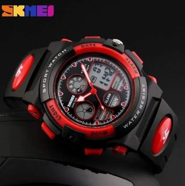 Kinderuhren Wasserdichte Multifunktions Outdoor Sports Armbanduhren Für Jungen Analog Digital Studentenuhr Kinder LED xfcs