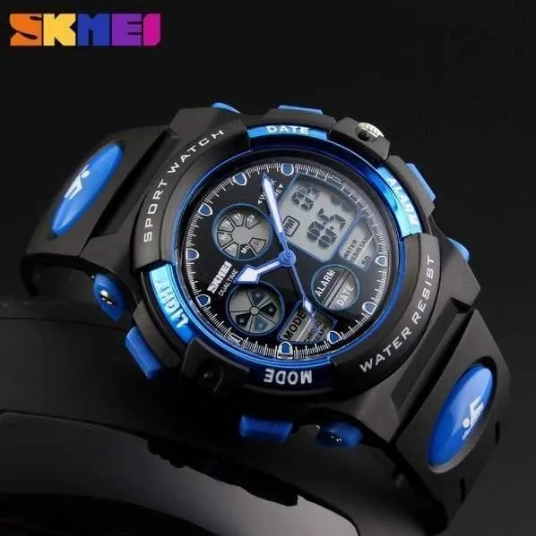 Kinderuhren Wasserdichte Multifunktions Outdoor Sports Armbanduhren Für Jungen Analog Digital Studentenuhr Kinder LED xfcs