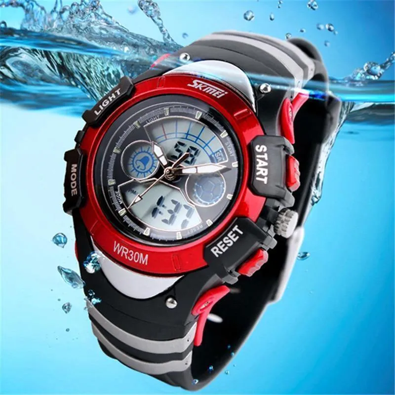 Sport Kinderuhren Kinderuhren LED Cartoon Silikon Quarz Ziffernuhr für Jungen und Mädchen Studenten Schwimmen Armbanduhren