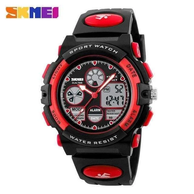 Kinder Sport Uhren Kinder Für Mädchen Jungen Wasserdichte Militär Dual Display Armbanduhren LED Wasserdichte Uhr 1163