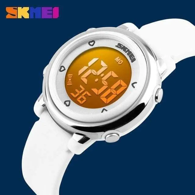 Marken-Art- und Weiseuhr-Änderungs-LED-Licht-Datums-Warnungs-runde Vorwahlknopf-Digital-Armbanduhr-Kind-Kursteilnehmer-Uhren Freies Verschiffen