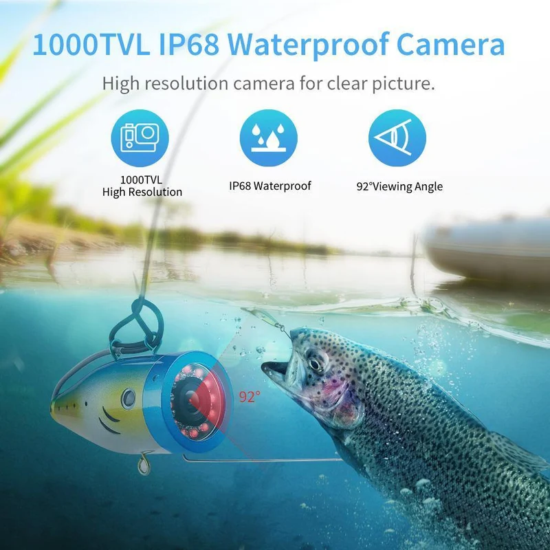 30M Unterwasserfischerkamera Video Fish Finder 12PCS Weiße LED + 12PCS Infrarot LED Nachtsicht DVR OPTIONAL