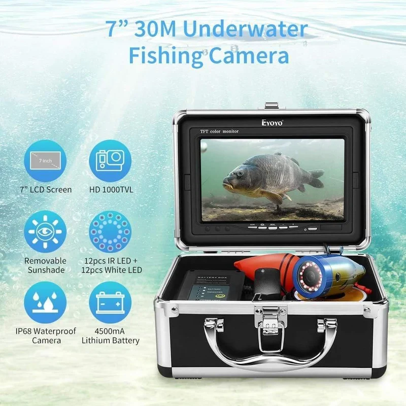 30M Unterwasserfischerkamera Video Fish Finder 12PCS Weiße LED + 12PCS Infrarot LED Nachtsicht DVR OPTIONAL