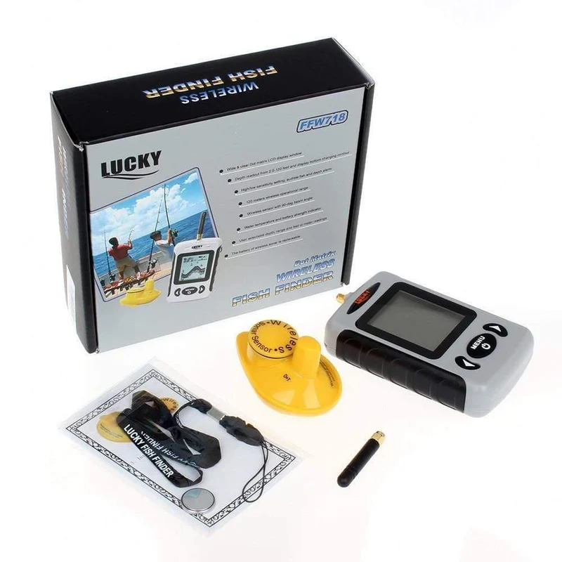 Drahtloser tragbarer Fischfinder, 40 m/120 ft, Sonar, Echolot, Alarm, Ozean, Fluss, See, russisches Menü, optional