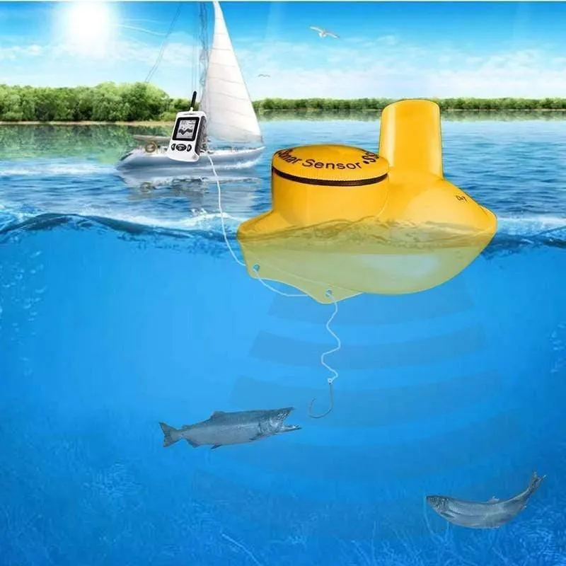 Drahtloser tragbarer Fischfinder, 40 m/120 ft, Sonar, Echolot, Alarm, Ozean, Fluss, See, russisches Menü, optional
