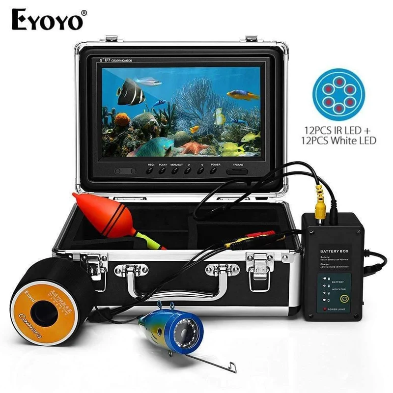 9 "30M 24pcs Infrarot und weiße LED Fischfinder Batterie Kontrollbox Unterwasser Video Fischerkamera