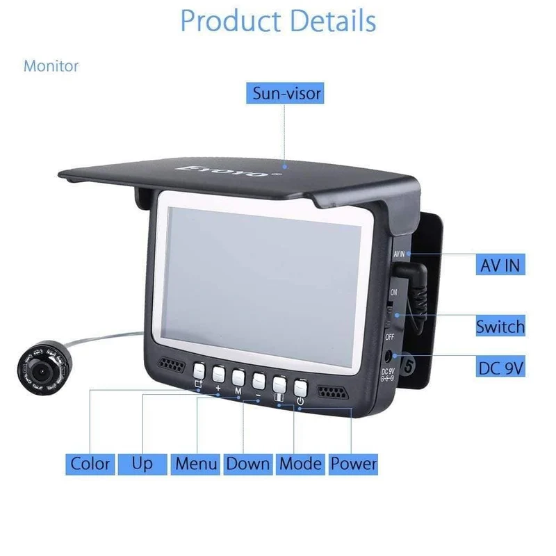 Unterwasserfischen-Videokamera 4.3 "Farb-HD-Monitor 8pcs Infrarot-LED 15m Professioneller Fischfinder Eisfischen-Kamera