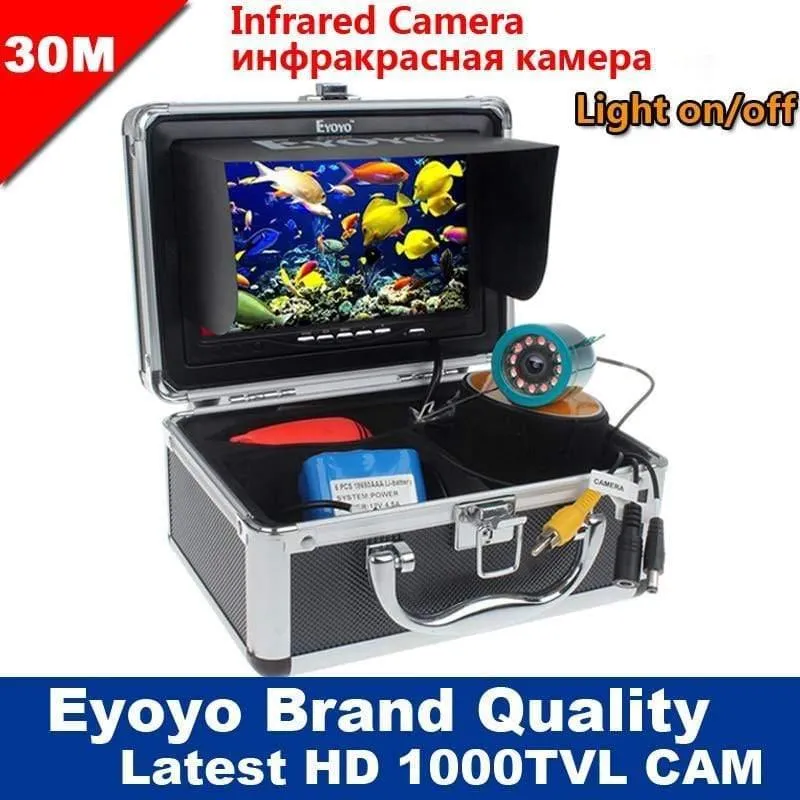 30M 1000TVL Fisch Finder Unterwasser Eis Meer Angeln 7 "Video Kamera Monitor AntiSunshine Shield Sonnenblende IR LED