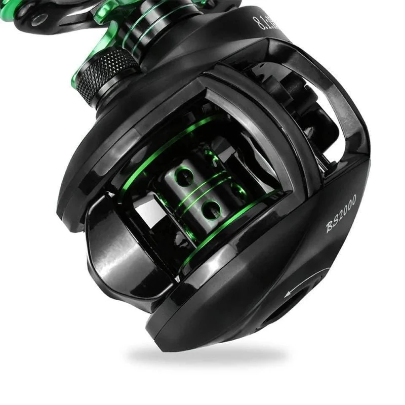 Baitcasting Reel 8.1: 1 12 + 1BB Bass Angelrolle 8KG Max Drag Links Rechts Reel Verstärkter Nylonkörper Weißer Bass