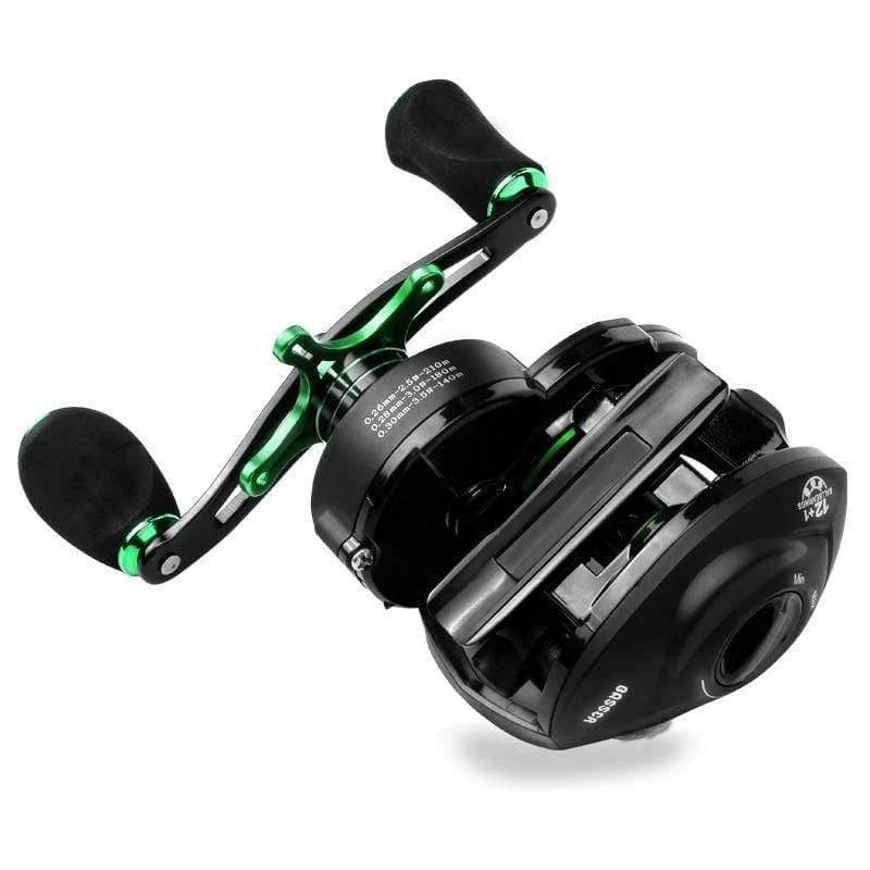 Baitcasting Reel 8.1: 1 12 + 1BB Bass Angelrolle 8KG Max Drag Links Rechts Reel Verstärkter Nylonkörper Weißer Bass