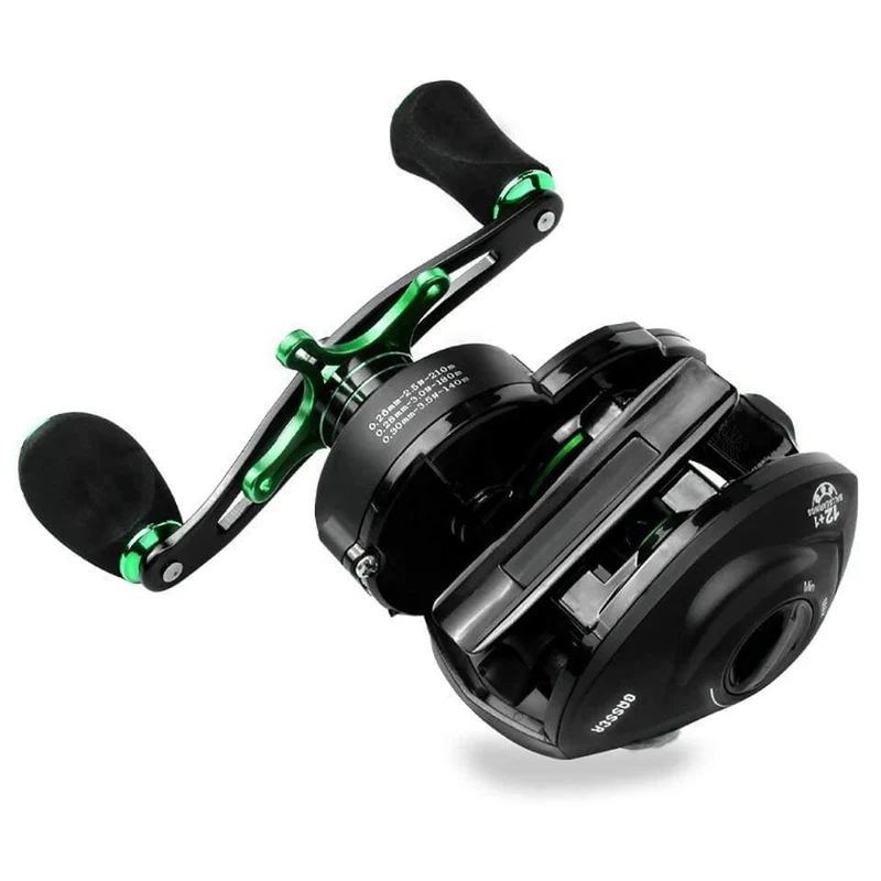 Baitcasting Reel 8.1: 1 12 + 1BB Bass Angelrolle 8KG Max Drag Links Rechts Reel Verstärkter Nylonkörper Weißer Bass