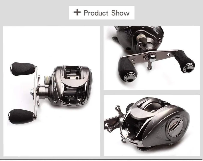 Baitcasting Angelrolle 6BB 5.1:1 Baitcasting Rechtshandrolle Magnetbremssystem Wassertropfenrad