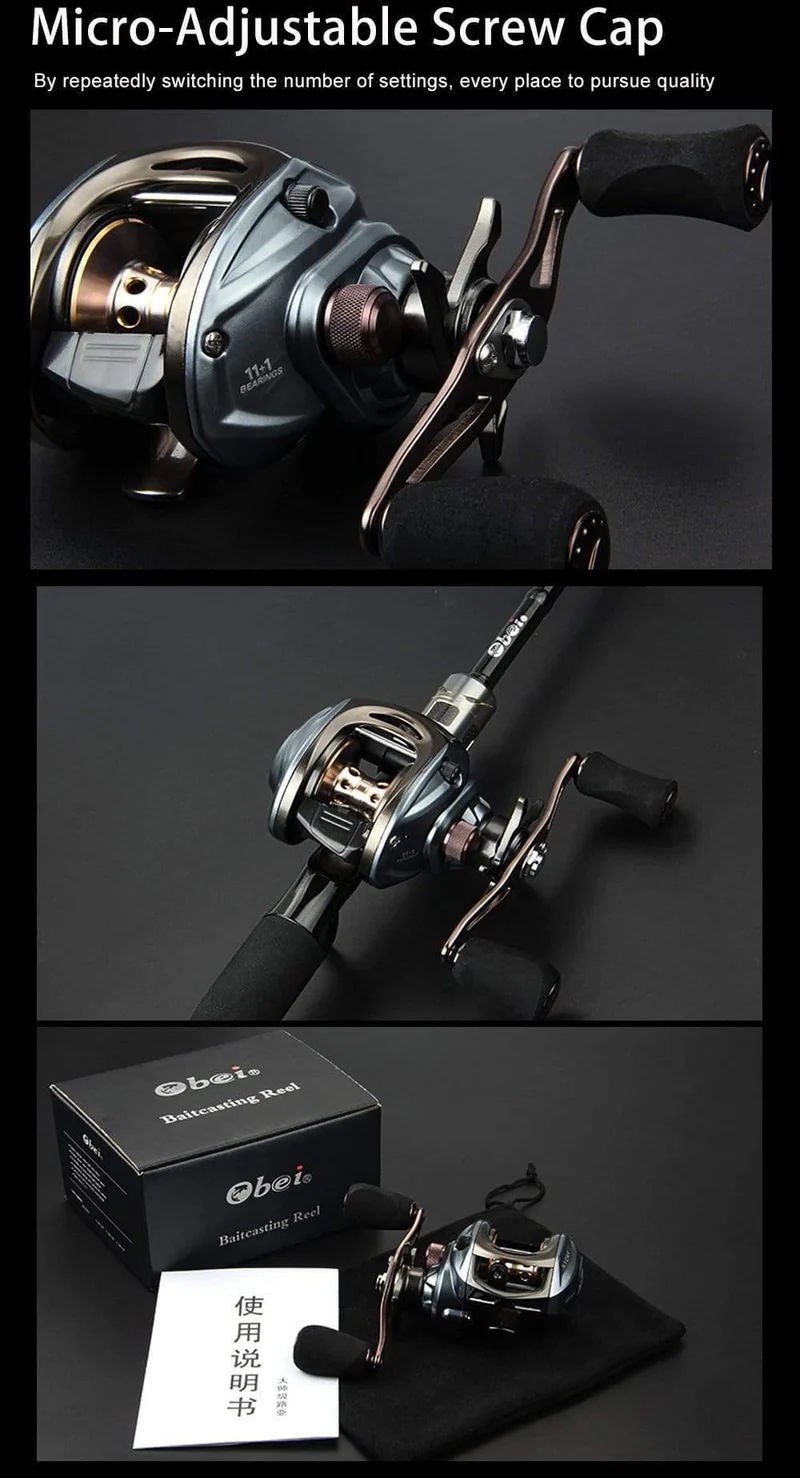 X1 CRL Plus Baitcasting-Rolle mit Doppelbremssystem 8KG Max Drag 11 + 1 BBs 6.3: 1 Hochgeschwindigkeits-Angelrolle