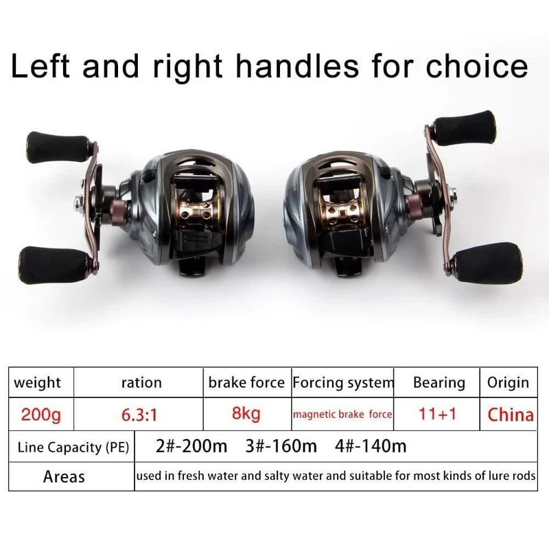 X1 CRL Plus Baitcasting-Rolle mit Doppelbremssystem 8KG Max Drag 11 + 1 BBs 6.3: 1 Hochgeschwindigkeits-Angelrolle