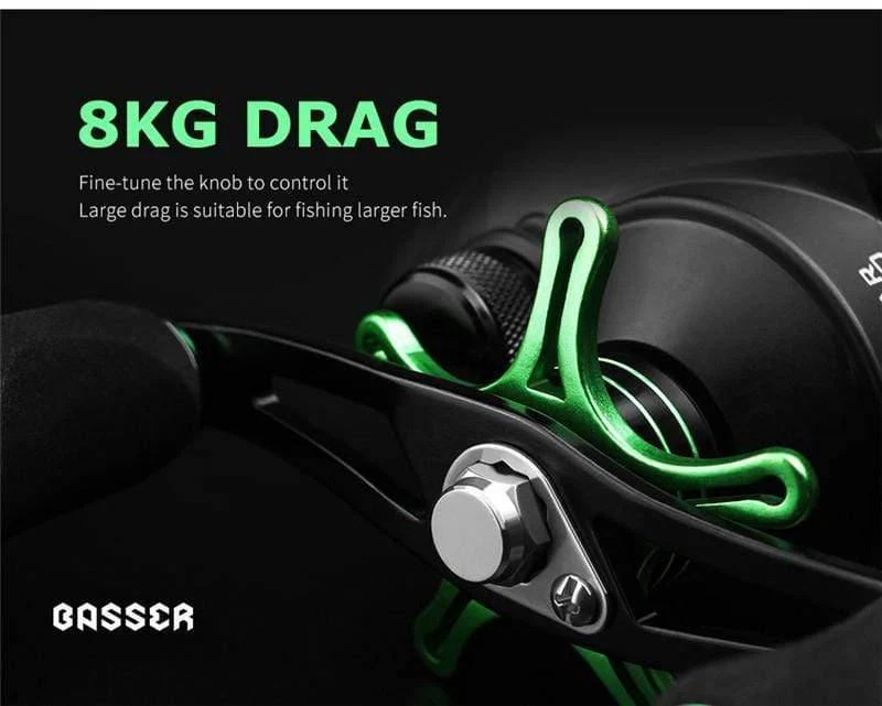 Baitcasting-Rollen Angelrolle mit Magnetbremse 8.1: 1 12 + 1 BB Spinning Angelrollen 8 kg Drag Links Rechts
