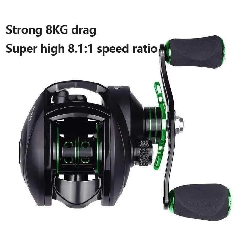 Baitcasting-Rollen Angelrolle mit Magnetbremse 8.1: 1 12 + 1 BB Spinning Angelrollen 8 kg Drag Links Rechts