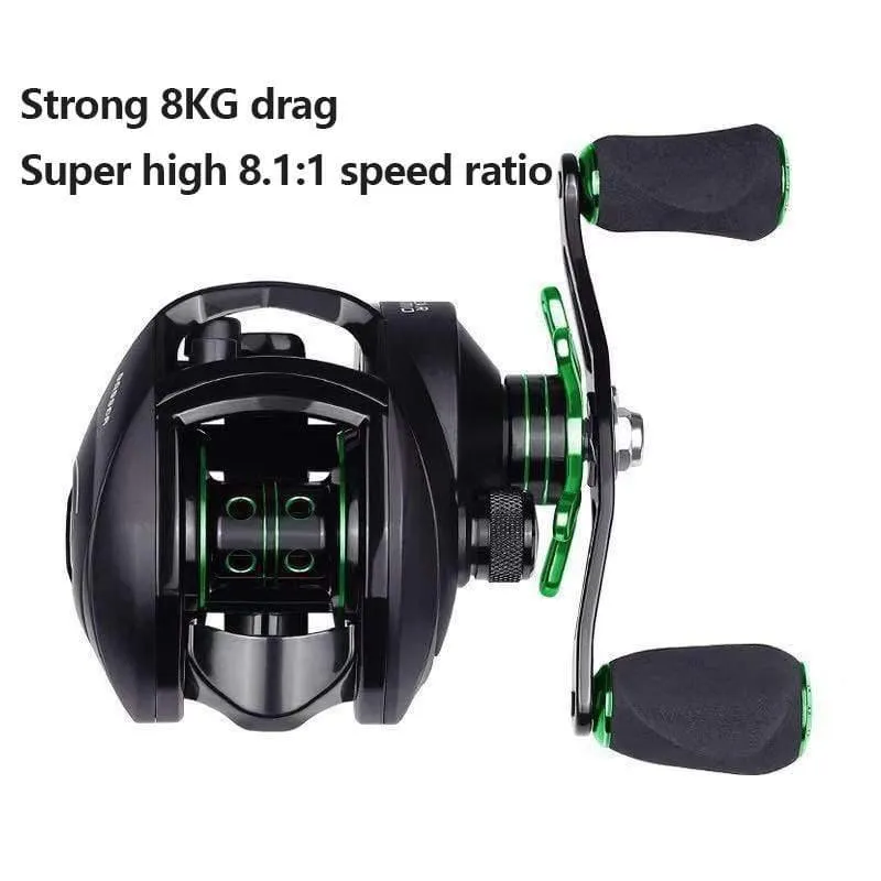 Baitcasting-Rollen Angelrolle mit Magnetbremse 8.1: 1 12 + 1 BB Spinning Angelrollen 8 kg Drag Links Rechts