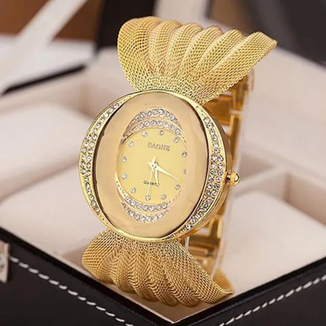 Uhr Frauen Armbanduhren Edelstahl für Frauen Armreifen Uhr Künstliche Kristall Armbanduhr