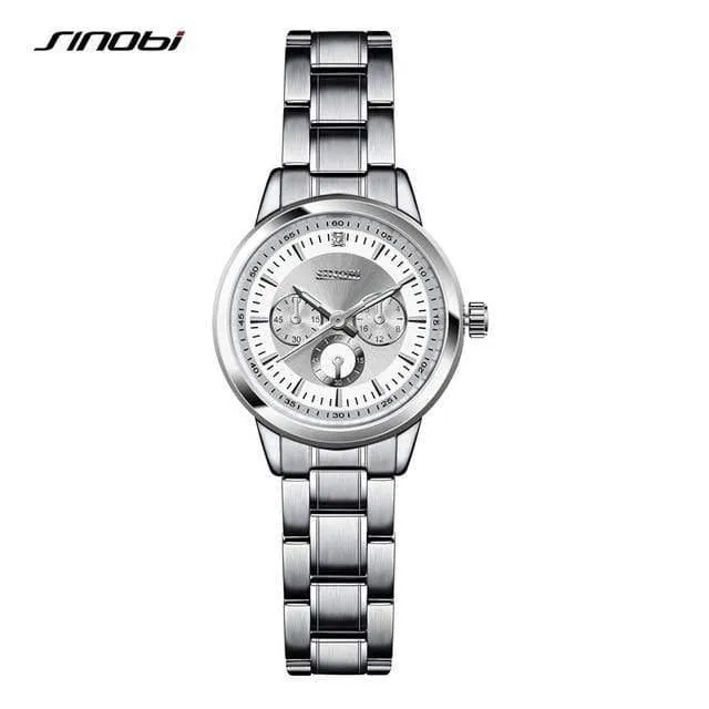 Damenuhr Elegante Marke Berühmte Luxus Silber Quarzuhren Damen Stahl Antike Genf Armbanduhren Relogio Geschenk