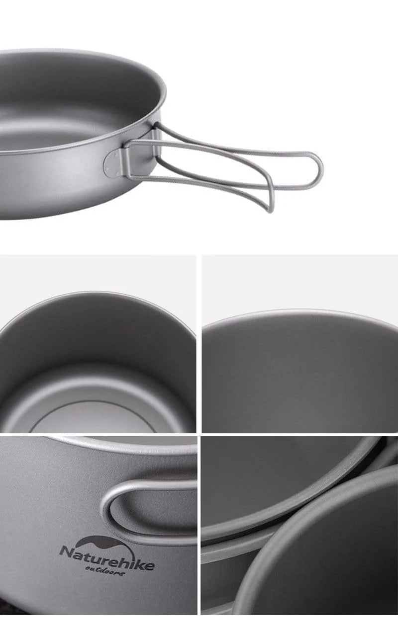 Titan Bratpfanne Schüssel Platte mit Klappgriff Ultraleicht Outdoor Camping Picknick Geschirr Geschirr