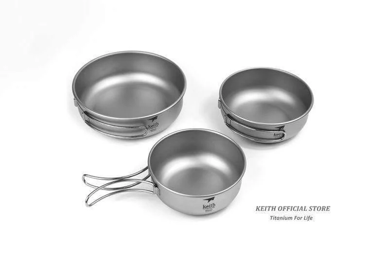 Camping Titanschalen 300ml-600ml Mit Titanklappgriffen Klappschalen Kochgeschirr Geschirr Besteck Ti5323-Ti5326
