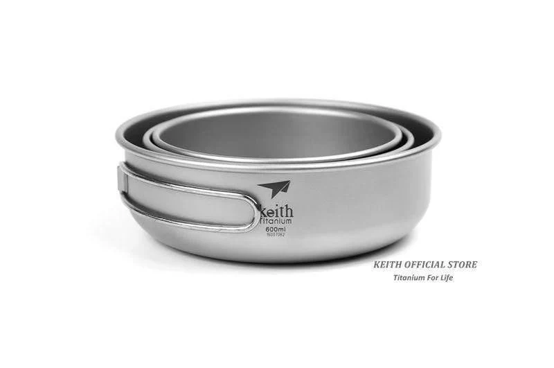 Camping Titanschalen 300ml-600ml Mit Titanklappgriffen Klappschalen Kochgeschirr Geschirr Besteck Ti5323-Ti5326