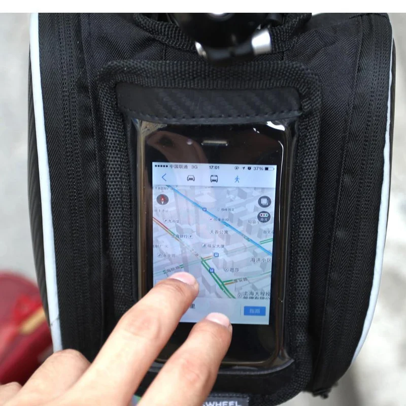 1.8 l wasserdichte Fahrradtasche, Fahrradrahmen, Vorderrad-Steuerrohr, Touchscreen-Gepäcktasche, Doppeltasche für 4.8/5.5 Zoll Telefon