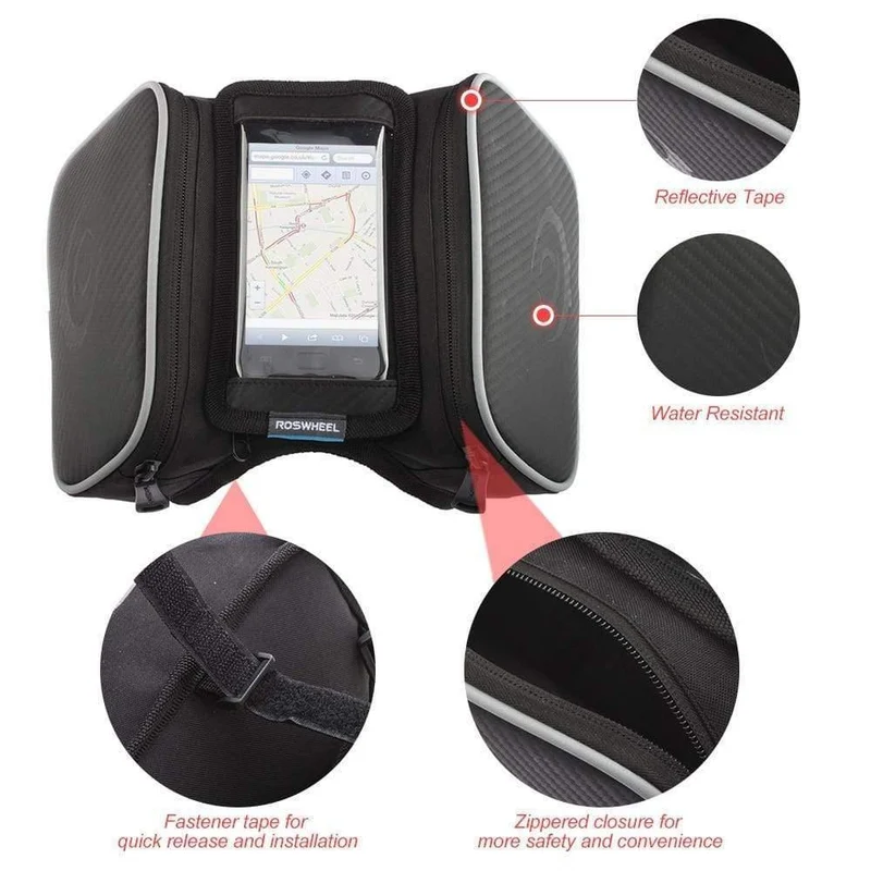 1.8 l wasserdichte Fahrradtasche, Fahrradrahmen, Vorderrad-Steuerrohr, Touchscreen-Gepäcktasche, Doppeltasche für 4.8/5.5 Zoll Telefon